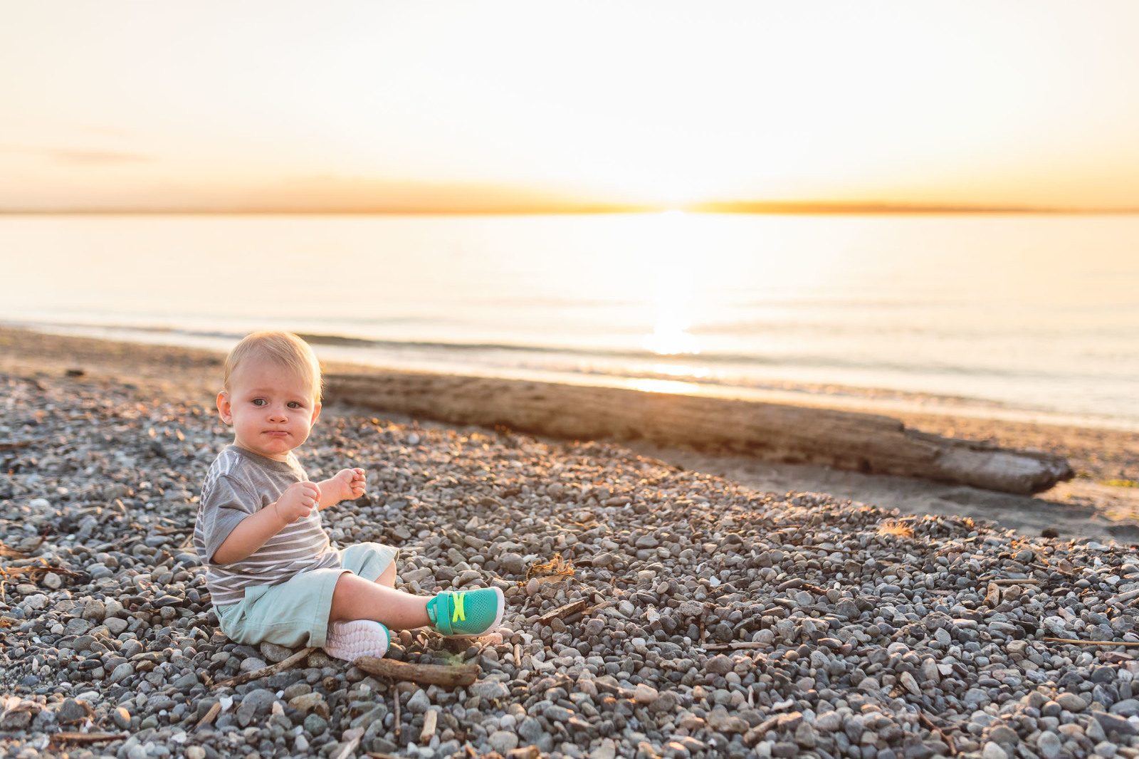 boy on beach at carkeek park