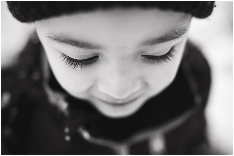 snow on lashes in the seattle snow