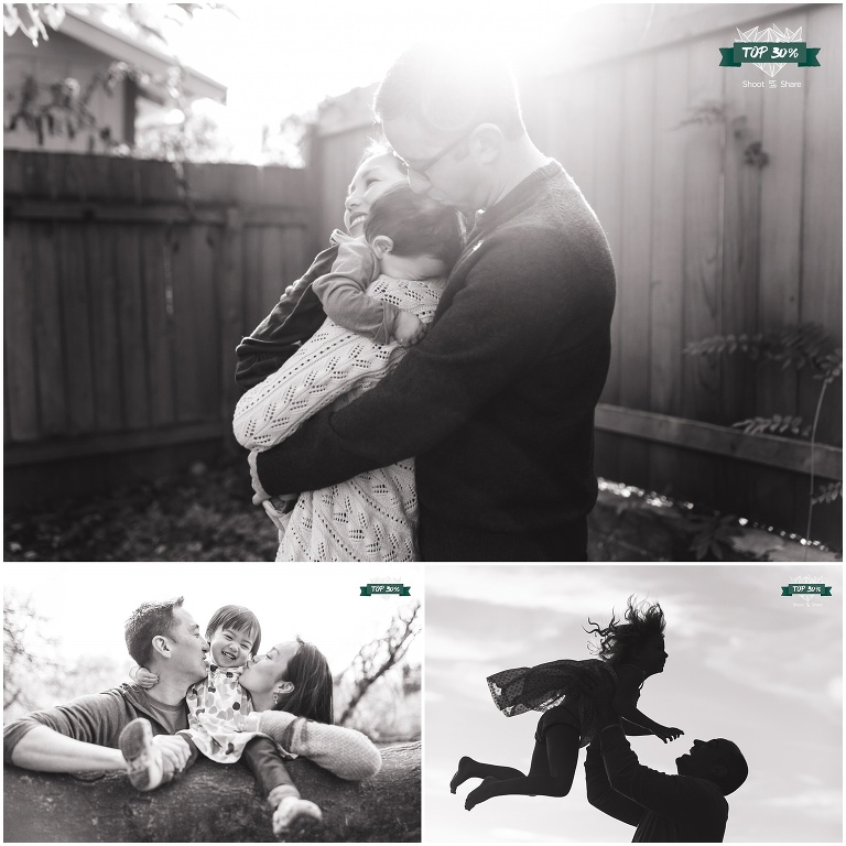 families hugging, dad tossing daughter