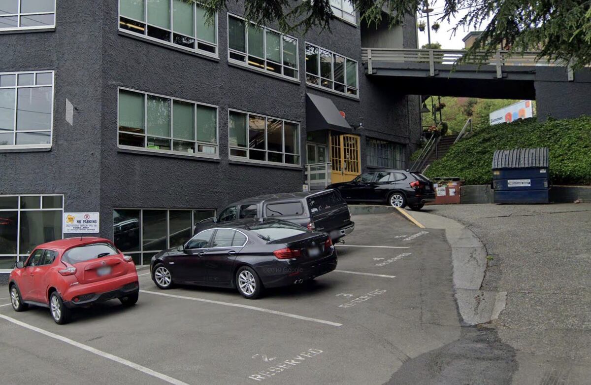 street view from Elliott Ave of Saltwater Studio Seattle entrance