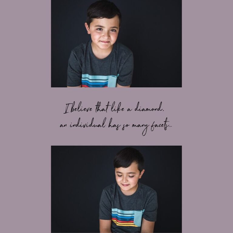 portraits with quote "I believe that like a diamond, an individual has so many facets"